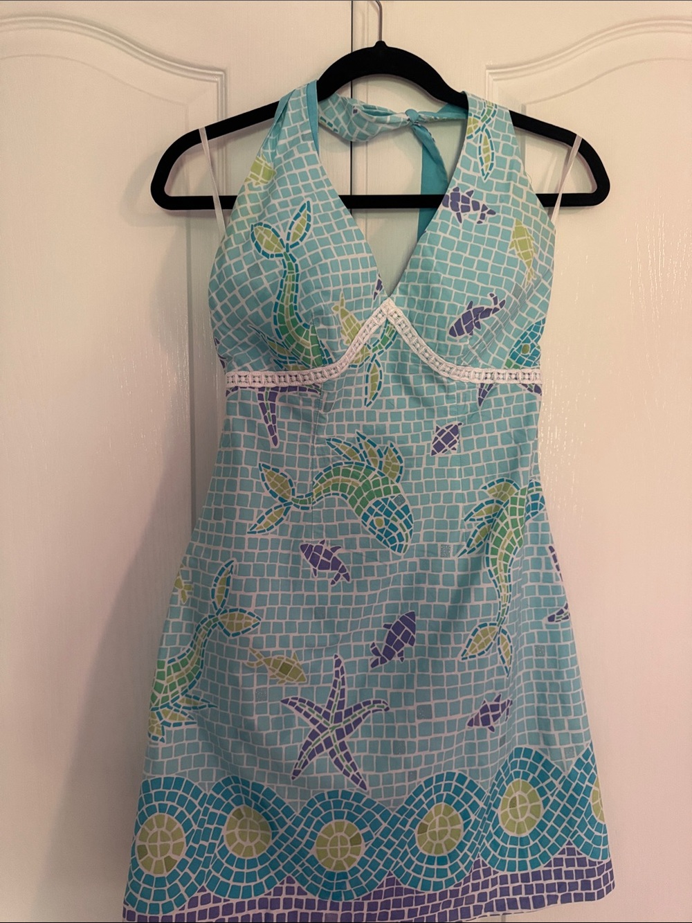 Lilly Pulitzer Aqua, Green & Purple Mosaic Halter Mini Dress